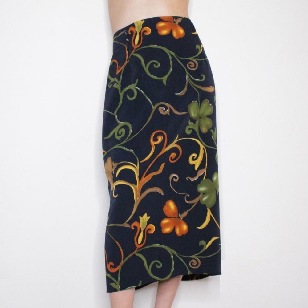 90s Vintage Floral Print Maxi Skirt by Bali
